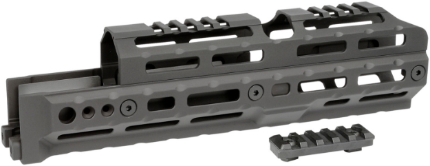 Picture of Midwest Industries Alpha Drop-In Aluminum Black Hardcoat Anodized 5 Slot Picatinny Rail Ak-Platform 10" Long Compatible W/M-Lok 