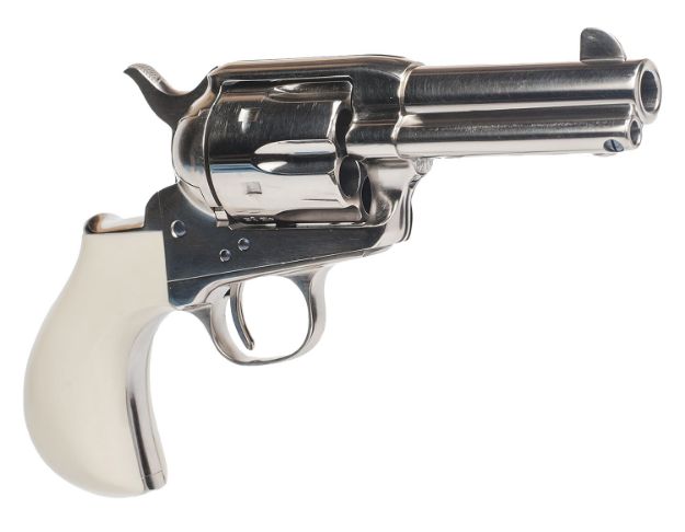 Picture of Cimarron Doc Holliday Thunderer Combo 45 Colt (Lc) 6 Shot 3.50" Nickel Barrel, Cylinder & Frame, White Birds Head Grips W/"Doc Holliday" Engraved In The Backstrap 