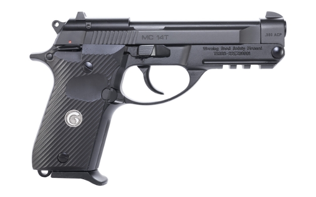 Picture of Eaa Girsan Mc 14T Solution Compact 380 Acp 13+1 4.50" Black Steel Tip-Up Barrel, Black Serrated Slide Aluminum Frame W/Accessory Rail, Black Checkered Polymer Grips Ambidextrous 