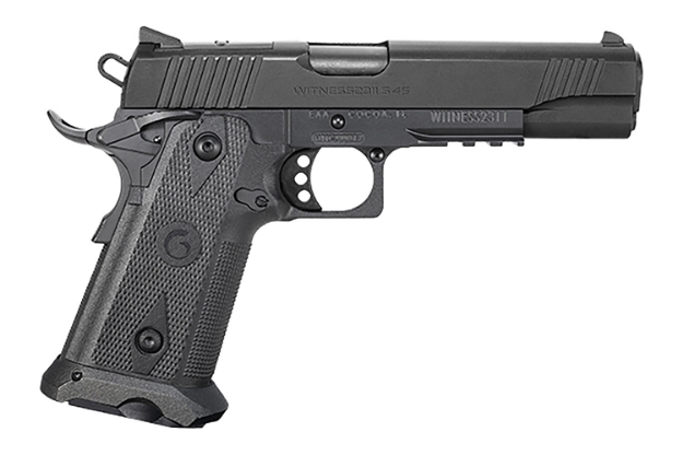 Picture of Eaa Witness2311 45 Acp 11+1 5" Black Barrel, Black Serrated Slide & Polymer Frame W/Picatinny Rail & Beavertail Black Checkered Polymer Grips 