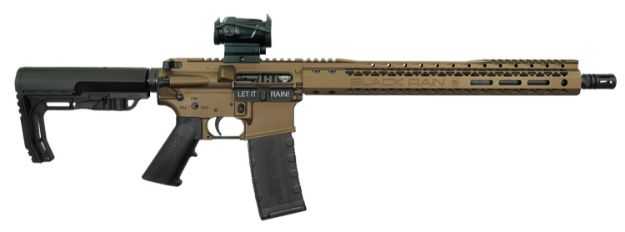 Picture of Black Rain Ordnance Spec15 Billet 5.56X45mm Nato 30+1 16", Burnt Bronze Rec/15" Slim Handguard, Black Mft Minimalist Stock, Burris Fastfire Rd Red Dot 