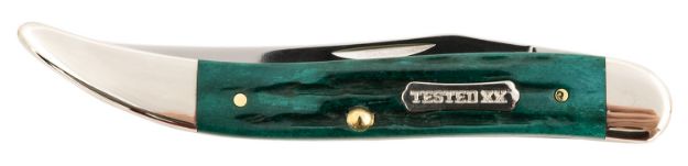 Picture of Case Texas Toothpick Medium 3.40" Folding Clip Point Plain Mirror Polished Tru-Sharp Ss Blade/Kinfolk Jig W/Dog Bone Shield Jade Bone Handle/Includes Velvet Box 