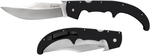 Picture of Cold Steel Espada Xl 7.50" Folding Clip Point Plain Aus-10A Ss Blade/9.25" Black W/Polished Bolsters G10 Handle Includes Belt Clip 