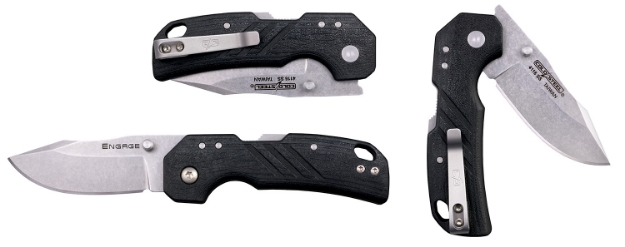 Picture of Cold Steel Engage 2.50" Folding Clip Point Plain Stonewashed 4116 Ss Blade/Black Gfn Handle Includes Belt Clip 