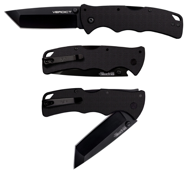 Picture of Cold Steel Verdict 3" Folding Tanto Plain Black Matte Aus-10A Ss Blade/Black G10 Handle Includes Belt Clip 