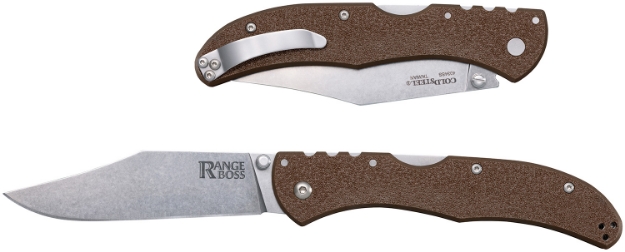 Picture of Cold Steel Range Boss Folding Clip Point Plain Stonewashed 4034 Ss Blade/5.25" Flat Dark Earth Zy-Ex Handle 