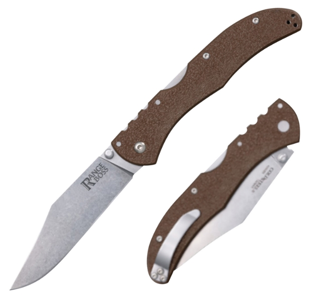 Picture of Cold Steel Range Boss Folding Clip Point Plain 4034 Ss Blade 5.25" Flat Dark Earth Zy-Ex Handle Blister Pack 