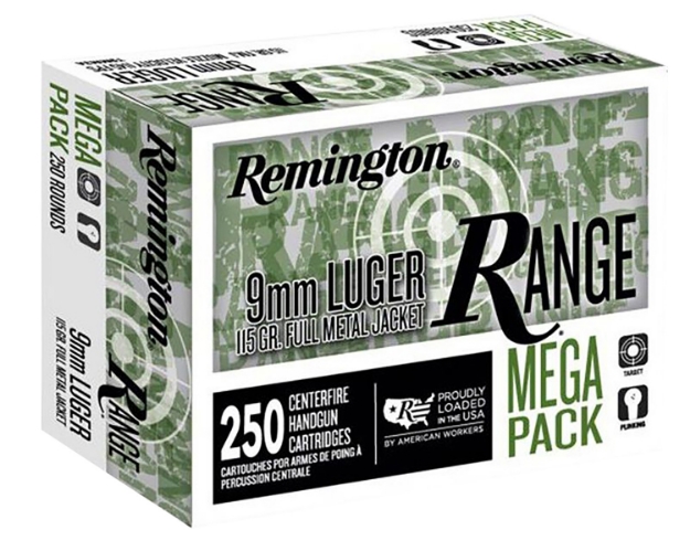 Picture of Remington Ammunition Range Mega Pack 9Mm Luger 115 Gr Full Metal Jacket (Fmj) 250 Per Box/ 4 Cs 