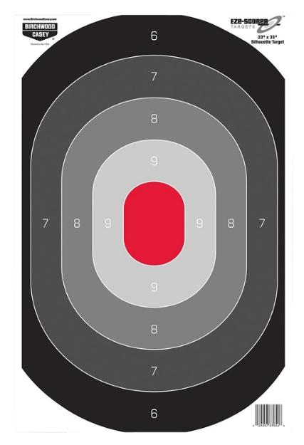 Picture of Birchwood Casey Eze-Scorer Silhouette Oval Target Silhouette Hanging Paper All Firearms 23" X 35" Black/Gray/Red 5 Targets 