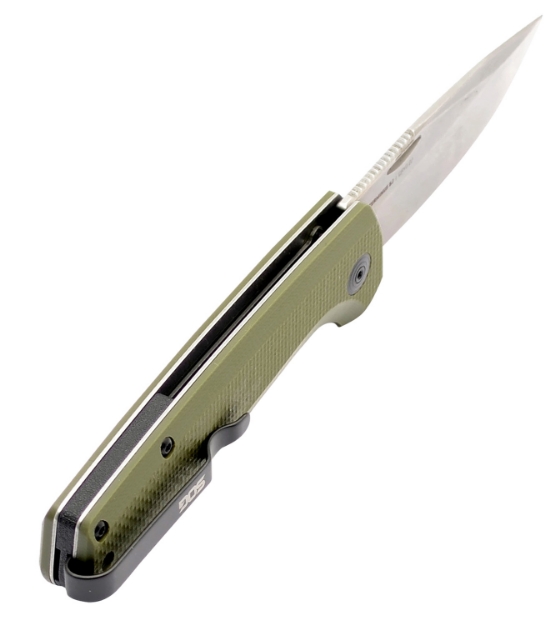 Picture of S.O.G Terminus Sj 2.90" Folding Clip Point Plain Stonewashed Cryo D2 Steel Blade/Od Green Textured G10 Handle Includes Belt Clip 