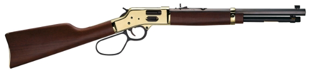 Picture of Henry Side Gate Carbine 38 Special 357 Mag 7+1 16.50" Blued 16.50" Octagon Barrel Polished Brass Brass American Walnut Right Hand 