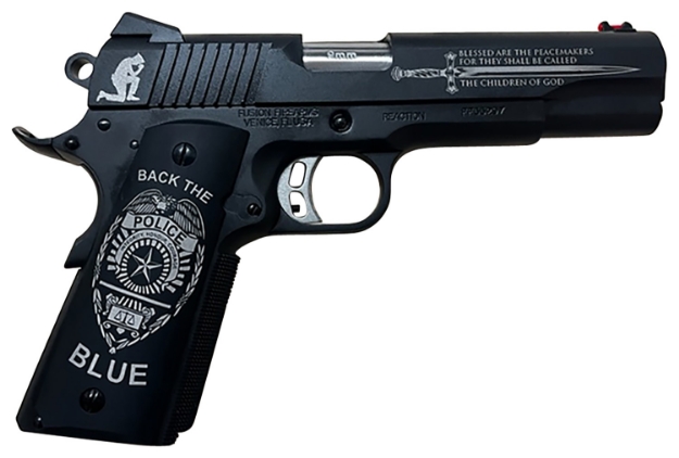 Picture of Fusion Firearms 1911 Reaction Police 45 Acp 5" Black W/Graphics Matte Black Oxide 