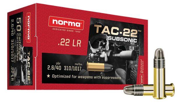 Picture of Norma Ammunition Dedicated Precision Subsonic 22 Lr 40 Gr Lead Round Nose (Lrn) 50 Per Box/ 100 Cs 