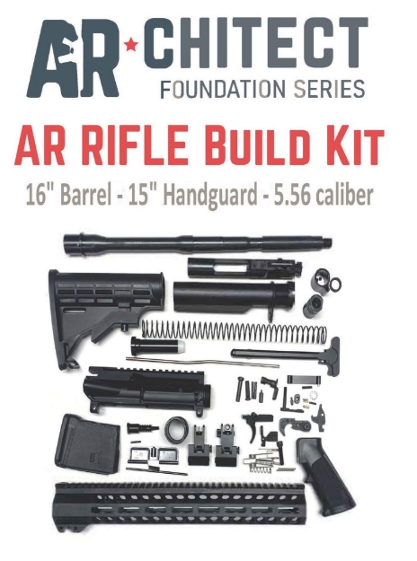 Picture of Bowden Tactical Ar Rifle Build Kit Complete, 15" M-Lok Handguard, Mil-Spec Parts, Flip Up Sights 