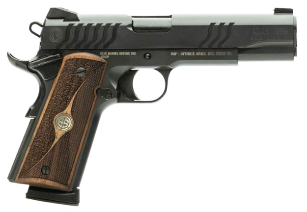 Picture of Gforce Arms Balistik Defense Adam 1911 Full Size 45 Acp 8+1 5" Black Steel Barrel, Black Slide & Steel Frame W/Beavertail, Walnut Grips 