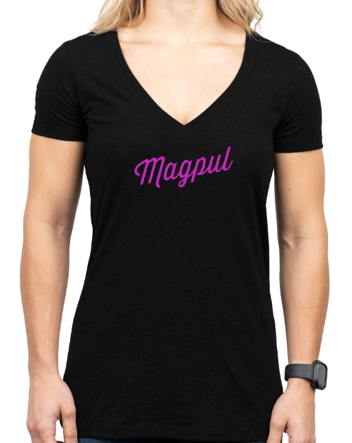 Picture of Magpul Rover Script Women's Black Cotton/Polyester Short Sleeve Small 