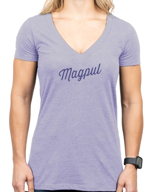 Picture of Magpul Rover Script Women's Orchid Heather Cotton/Polyester Short Sleeve Small 