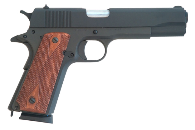 Picture of Cimarron  .45 Acp 8+1 5.03" Black Steel Barrel, Black Parkerized Serrated Slide, Black Parkerized Frame, Checkered Walnut Grips, Right Hand 