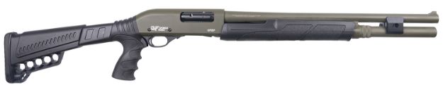 Picture of Gforce Arms Gf2p 12 Gauge Pump 3" Chamber 7+1 20" Fixed Cylinder Bore, Od Green Barrel/Rec, Black Furniture, 5Rd Shell Carrier Stock, Rubber Pistol Grip, Blade Sight, 3Rd Shell Holder On Rec 