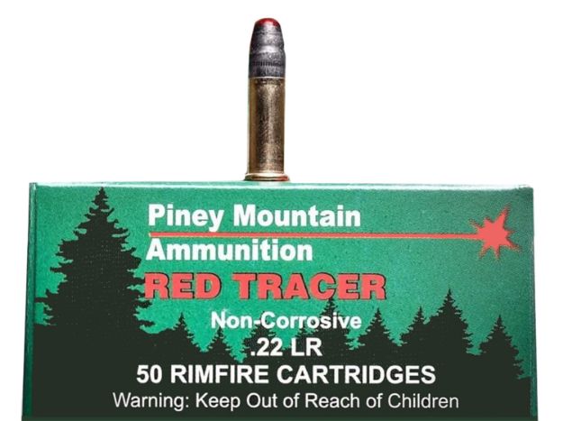 Picture of Piney Mountain Ammunition Red Tracer Non Corrosive 22 Lr 40 Gr Lead Round Nose (Lrn) 50 Per Box/ 10 Cs 