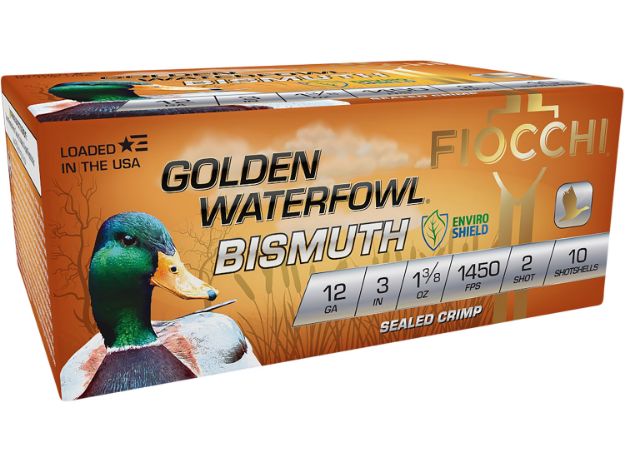 Picture of Fiocchi Golden Waterfowl Bismuth 12 Gauge 3" 1 3/8 Oz 2 Shot 10 Per Box/ 10 Cs 