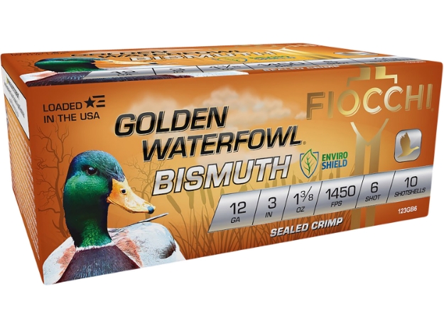 Picture of Fiocchi Golden Waterfowl Bismuth 12 Gauge 3" 1 3/8 Oz 6 Shot 10 Per Box/ 10 Cs 