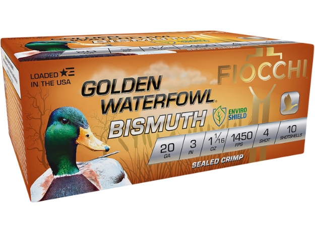 Picture of Fiocchi Golden Waterfowl Bismuth 20 Gauge 3" 1 1/16 Oz 4 Shot 10 Per Box/ 10 Cs 