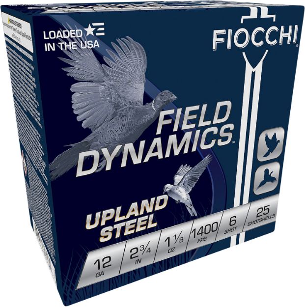 Picture of Fiocchi Field Dynamics Upland Steel 12 Gauge 2.75" 1 1/8 Oz 6 Shot 25 Per Box/ 10 Cs 