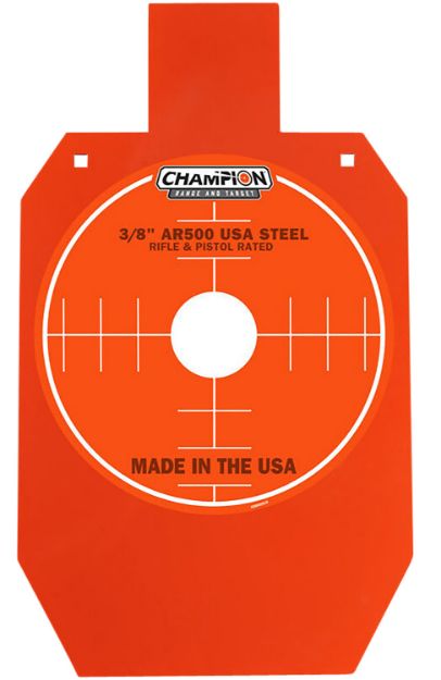 Picture of Champion Targets Center Mass Metal Target Pistol/Rifle Orange Ar500 Steel/ 66% Ipsc Silhouette 3/8" Thick Hanging 