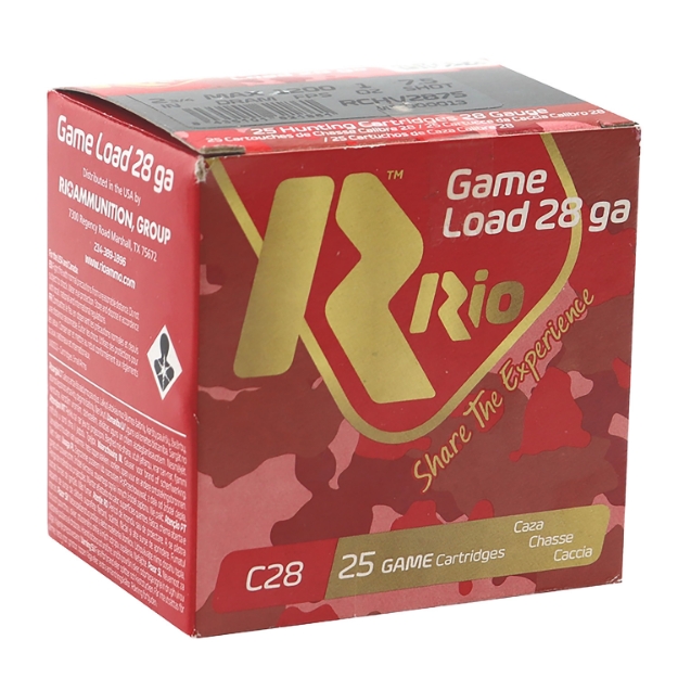 Picture of Rio Ammunition Game Load Heavy Field 28 Gauge 2.75" 3/4 Oz 25/10 Sold As A Case 