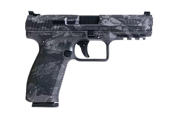 Picture of Canik Tp9sf 9Mm Luger 18+1 (2) 4.46", Tiger Dark Gray, Picatinny Rail Frame With Interchangeable Backstrap, Fiber Optic Sights, Includes Holster 