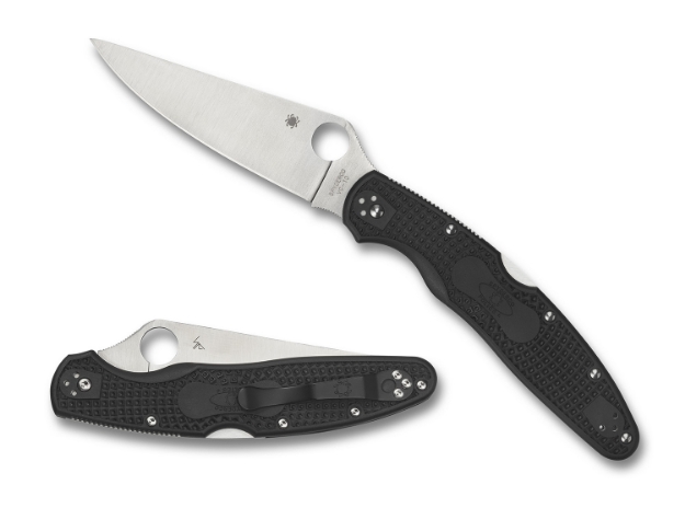 Picture of Spyderco Police 4 Lightweight 4.39" Folding Plain Satin Vg-10 Ss Blade/Black Textured Frn Handle Includes Pocket Clip 