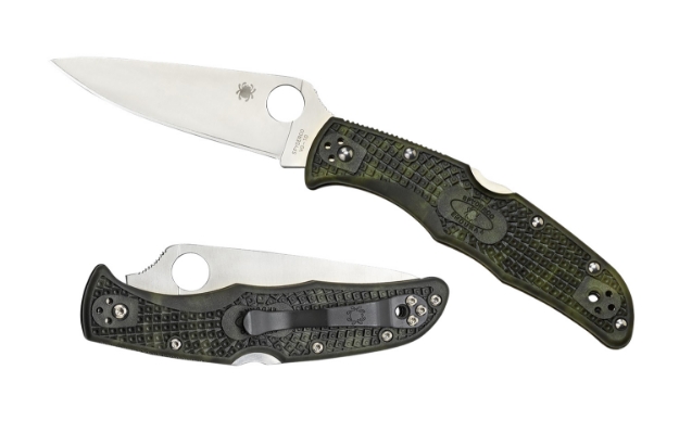 Picture of Spyderco Endura 4 Lightweight 3.80" Folding Plain Satin Vg-10 Ss Blade/Zome Green Bi-Directional Texturing Frn Handle Includes Pocket Clip 