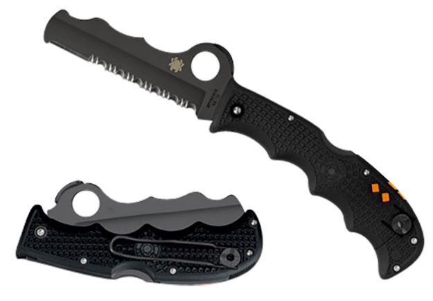 Picture of Spyderco Assist Lightweight 3.69" Folding Part Serrated Black Dlc Vg-10 Ss Blade/Black Textured Frn Handle Includes Glass Breaker/Pocket Clip 