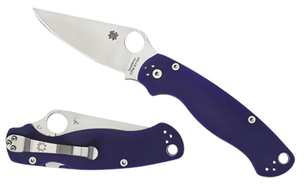 Picture of Spyderco Para Military 2 3.42" Folding Plain Satin Cpm S110v Blade/Dark Blue Textured G10 Handle Includes Pocket Clip 