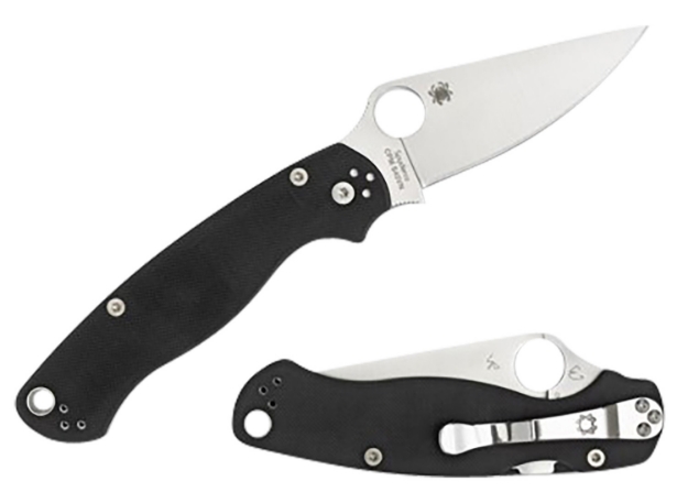 Picture of Spyderco Para Military 2 3.42" Folding Plain Satin Cpm S45vn Ss Blade Black Textured G10 Handle Left Hand Includes Pocket Clip 