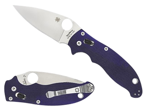 Picture of Spyderco Manix 2 3.37" Folding Plain Satin Cpm S110v Blade/Dark Blue Textured G10 Handle Includes Pocket Clip 