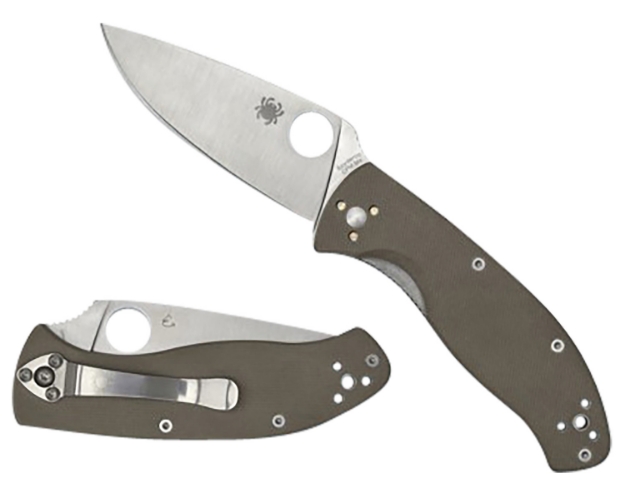 Picture of Spyderco Tenacious 3.35" Folding Plain Cpm M4 Blade/ Brown Textured G10 Handle Includes Pocket Clip 