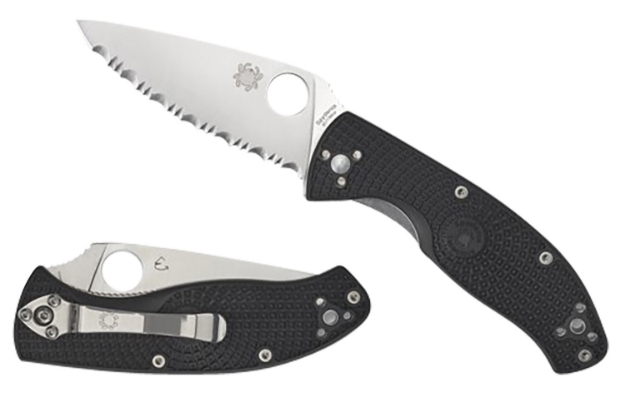 Picture of Spyderco Tenacious Lightweight 3.39" Folding Plain Satin 8Cr13mov Ss Blade/Black Bi-Directional Texturing Frn Handle Includes Pocket Clip 