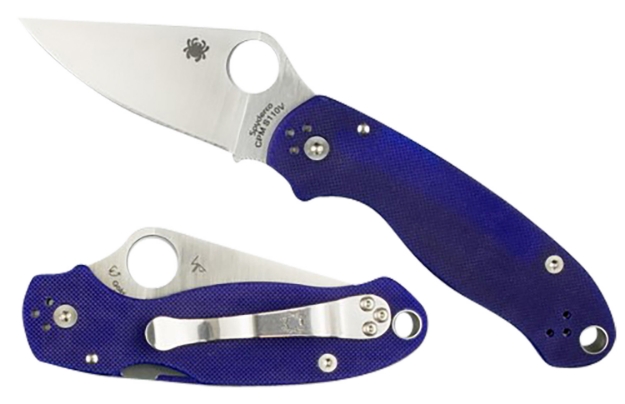 Picture of Spyderco Para 3 2.95" Folding Plain Satin Cpm S110v Blade/Dark Blue Textured G10 Handle Includes Pocket Clip 