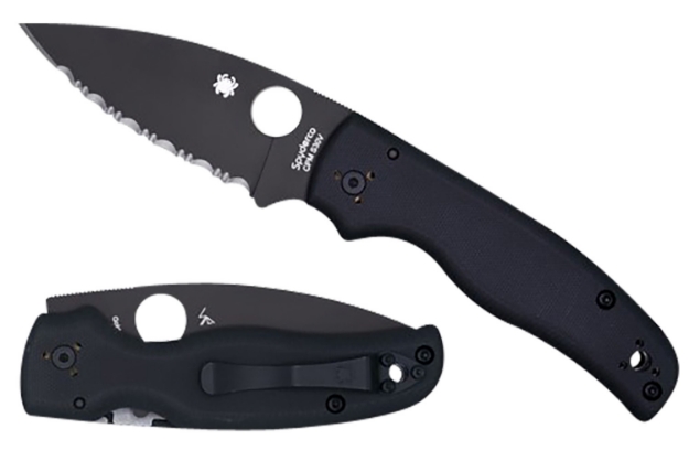 Picture of Spyderco Shaman 3.58" Folding Serrated Black Dlc Cpm S30v Ss Blade/Black Textured G10 Handle Includes Pocket Clip 