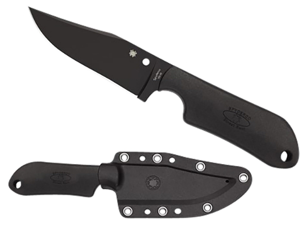 Picture of Spyderco Street Beat 3.51" Fixed Bowie Plain Black Dlc Vg-10 Ss Blade/Black Textured Frn Handle Includes Sheath W/G-Clip 