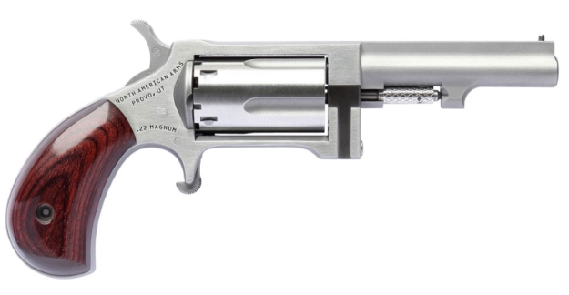 Picture of North American Arms Sidewinder 22 Wmr Caliber With 2.50" Barrel, 5Rd Capacity Cylinder, Overall Stainless Steel Finish & Rosewood Birdshead Grip 