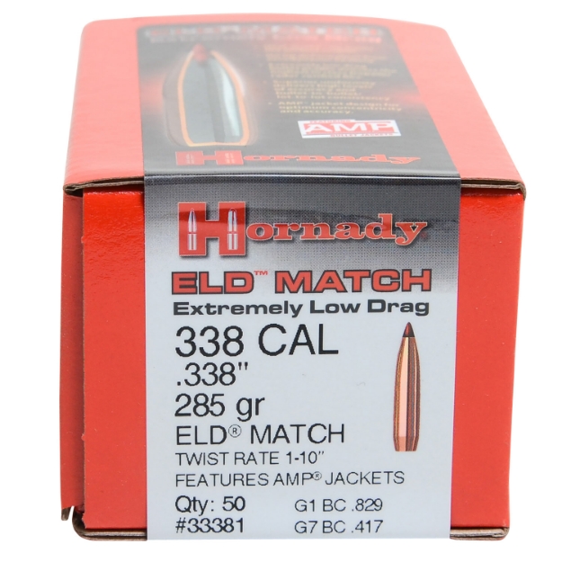 Picture of Hornady Eld Match Target 338 Cal .338 285 Gr Extremely Low Drag-Match (Eld-M) 