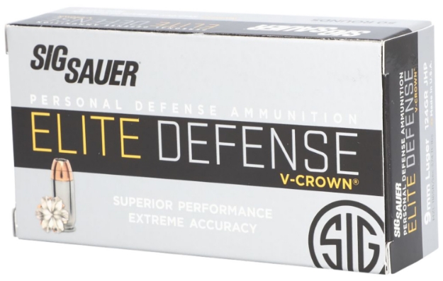 Picture of Sig Sauer Elite Defense 9Mm Luger 124 Gr V-Crown Jacketed Hollow Point (Vjhp) 50 Per Box/10 Cs 