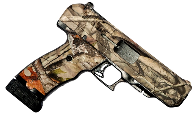 Picture of Hi-Point Model Jcp 40 S&W Caliber With 4.50" Barrel, 10+1 Capacity, Overall Hydro-Dipped Woodland Camo Finish, Picatinny Rail Frame, Serrated Steel Slide & Polymer Grip 