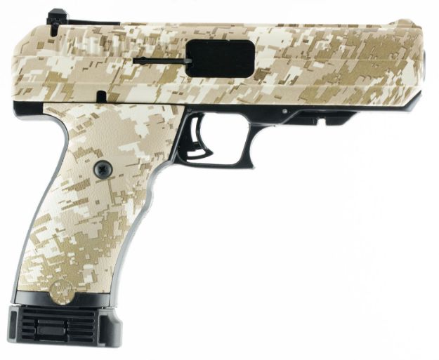 Picture of Hi-Point Model Jhp 45 Acp Caliber With 4.50" Barrel, 9+1 Capacity, Overall Hydro-Dipped Digital Desert Camo Finish, Picatinny Rail Frame, Serrated Steel Slide & Polymer Grip 