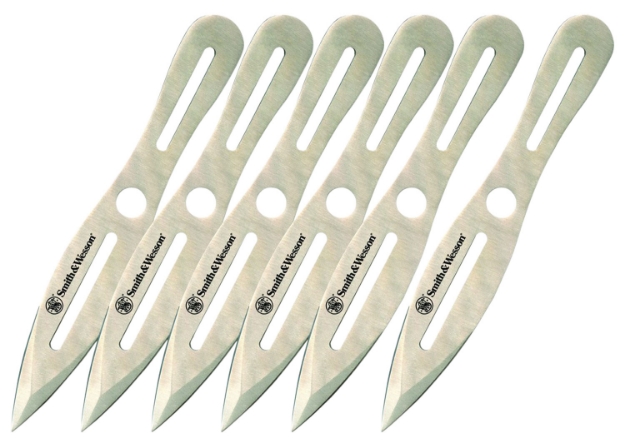 Picture of Smith & Wesson Knives Throwing Knives 4.50" Fixed Spear Point Plain 2Cr13mov Ss Blade 2Cr13 Stainless Handle Includes 6 Pack 