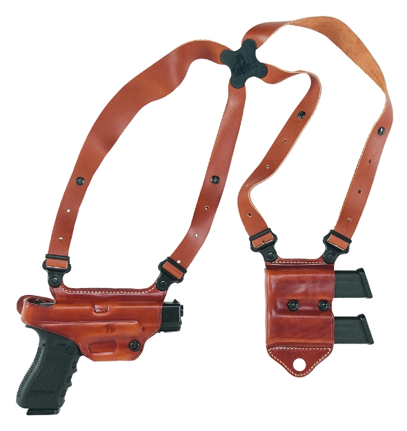 Picture of Galco Miami Classic Ii Shoulder System Size Fits Chest Up To 56" Tan Leather Harness Fits Glock 19 Gen1-5 Fits Glock 17 Gen1-5 Fits Glock 22 Gen2-5 Right Hand 