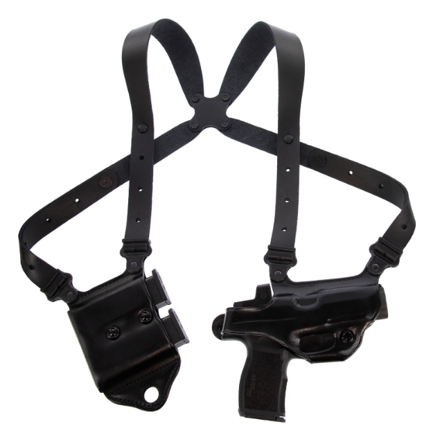 Picture of Galco Miami Classic Ii Shoulder System Size Fits Chest Up To 56" Black Leather Harness Fits Glock 19 Gen1-5 Fits Glock 17 Gen1-5 Fits Glock 22 Gen2-5 Right Hand 